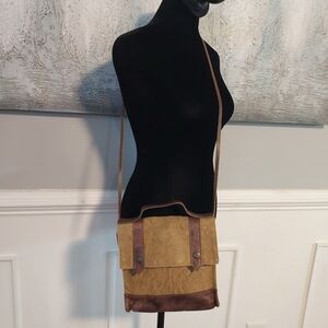 Mona B Cotton and Leather Crossbody bag